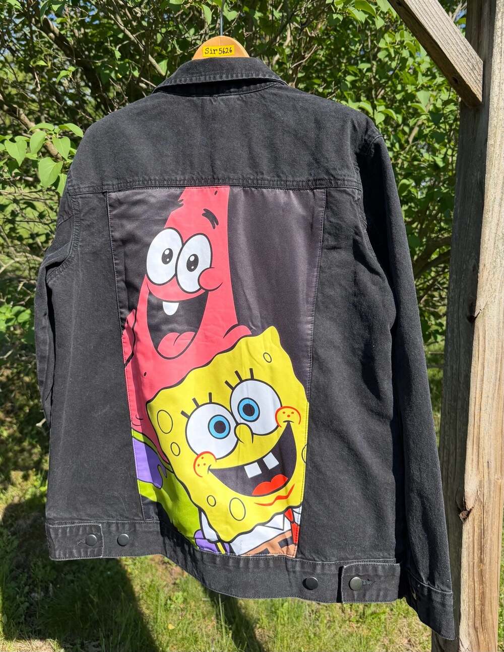 Nickelodeon Spongebob and Patrick Black Denim Jacket Adult Medium - Picture 5 of 10